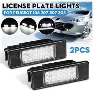 2 pièces, éclairage de plaque d'immatriculation LED pour voiture, blanc, pour Peugeot 207 308, pour Citroën Berlingo C2 C3 Pluriel Baujahr C4 C5 C6 - Product Image 1