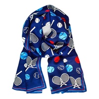 Écharpes et foulards en soie 100% pour femmes, personnalisables avec logo, motif raquette de tennis, bleu, blanc, rouge, impression sur mesure, vente en gros