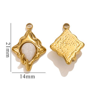 Breloques personnalisées en acier inoxydable 316L plaqué or 14k 18k avec pierres naturelles pour la fabrication de bijoux en gros (colliers, bracelets) - Product Image 6