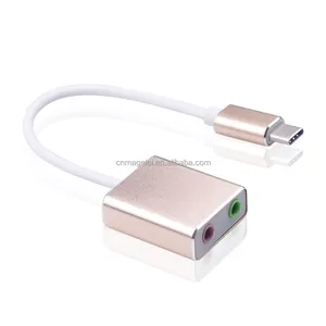 USB 3.1类型C到麦克风扬声器耳机7.1通道音频声卡适配器电缆外部Usb音频接口声卡