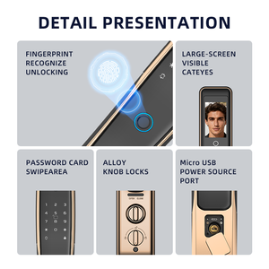 UIELOCK QA10 Tuya WLAN Smart Türschloss Fingerabdruck Digitales Sicherheitsschloss für Stahl- und Holztüren mit Kamera und Cloud-Datenspeicherung für den Heimgebrauch - Product Image 3