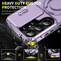 Coques de téléphone portable avec béquille en métal circulaire pour Samsung Galaxy S25 S26 Plus Ultra, protection magnétique de l'appareil photo, coque arrière
