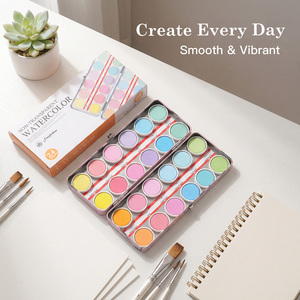 Ensemble de peinture à l'<span class=keywords><strong>aquarelle</strong></span> professionnelle non transparente de 24 couleurs avec boîte en métal pour le dessin en plein air, la peinture de voyage, les illustrateurs - Product Image 5