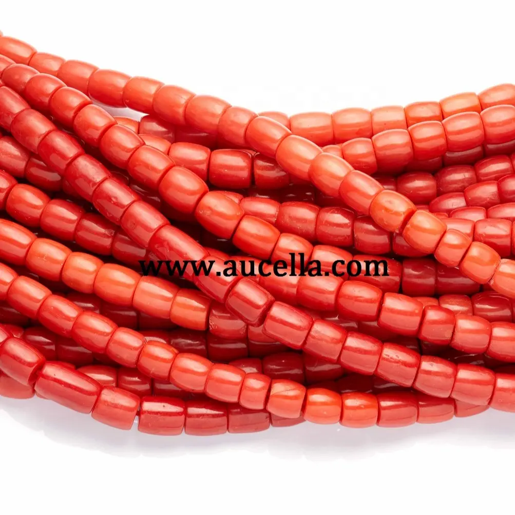 Size mm 8 Barrels Shape Italian Natural Red Coral Necklaces Factory Price