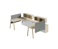 Poste de travail de bureau commercial avec cloison d'intimité, armoire de rangement et hutch suspendu pour espace de travail ouvert