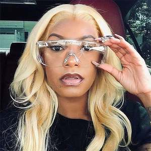 Lunettes de soleil surdimensionnées transparentes avec logo personnalisé pour femmes et hommes, idéales pour le travail et la conduite, protection UV400, anti-vent - Product Image 1