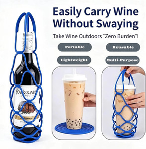 Porta Botellas de Vino de Silicona Coloridas, Cestas de Transporte, Soportes de Goma Suave, Accesorio para Bar, Fiestas, Viajes, Vino Tinto - Product Image 3