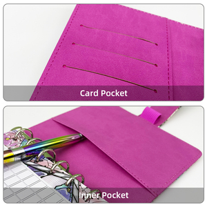 A6 Custom PU Leather Money Savings Organizer <strong>Mini</strong> Metal Ring Budget Binder With Cash Tracker <strong>Envelopes</strong> - Product Image 4