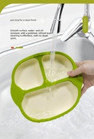 Produits pour bébés personnalisés, assiette carrée en silicone liquide bicolore, assiette à ventouse intégrée anti-chute pour les tout-petits, alimentation des nourrissons