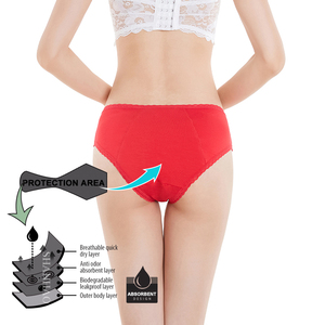 Shanhao riutilizzabile biancheria intima a tenuta stagna in pizzo cotone organico di bambù 4 strati assorbente mestruale per periodo mutandine solide tutti i giorni - Product Image 5
