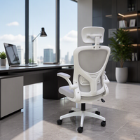 Chaise de bureau ergonomique moderne en maille avec appui-tête réglable, rotation à 360 degrés, dossier croisé et soutien multifonctionnel