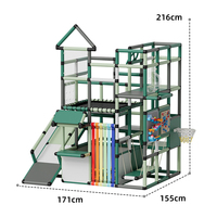 Équipement de terrain de jeu intérieur, mur d'escalade éducatif avec toboggan, panneaux de connexion, structure d'escalade pour enfants