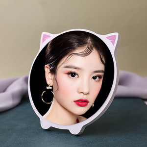 Miroir de maquillage de bureau en bois, rond, portable, à une seule face, pour étudiants et dortoirs - Product Image 2