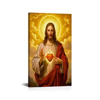 Impression sur toile du Sacré-Cœur de Jésus, décoration murale religieuse chrétienne pour la maison, échantillons OEM ODM prêts en moins d'une journée