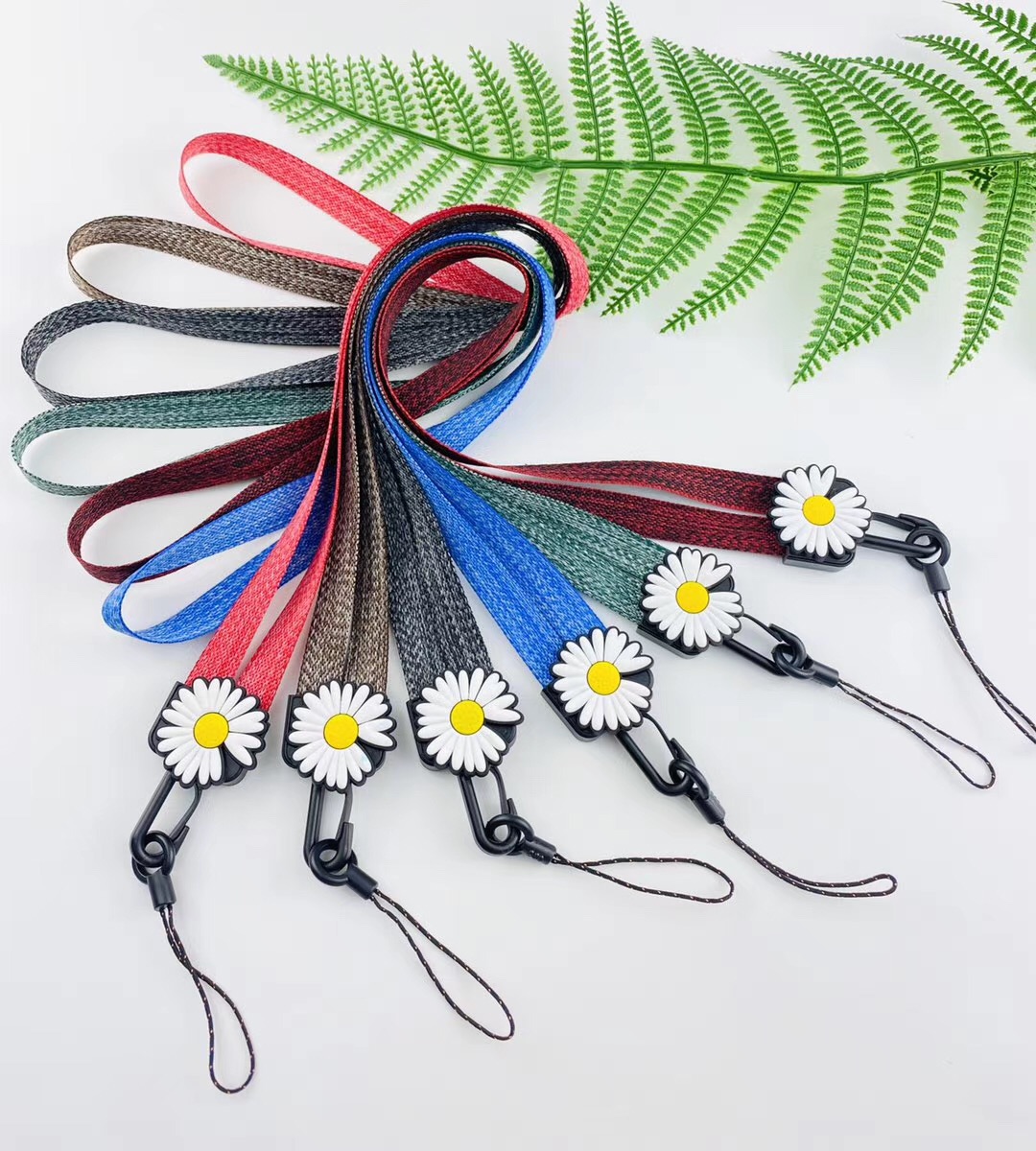 Шнурок для мобильного телефона с маленькой маргариткой, шнурки для шеи, дизайнерские шнурки на заказ