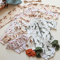 Aide Factory Maillot de bain personnalisé pour tout-petits Maillot de bain une pièce pour bébés enfants Marguerite Léopard Double impression Face Maillot de bain 2 pièces pour filles