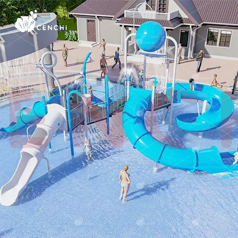 Cenchi 2024 Spielplatz Spritzschutzpark Wasserspielplatz mit Rohrschiebe-Design kommerzielles Hotel Ferienwohnung Wasserspielplatz mit Schwimmbad