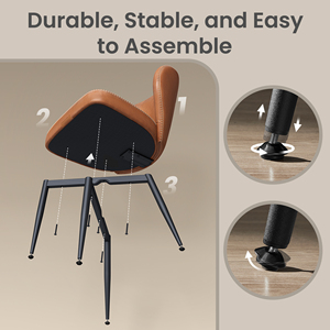 <span class=keywords><strong>Chaises</strong></span> de salle à manger modernes <span class=keywords><strong>VASAGLE</strong></span> avec dossier en forme de coquille recouvert de cuir PU et pieds en métal noir, lot de 2 pour cuisine et salle à manger - Product Image 6