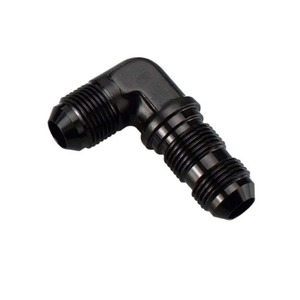 Adaptador de tubería de aceite macho a macho de 90 grados Haofa AN3 AN4 AN6 AN8 AN10 AN12 AN16 de aleación de aluminio negro - Product Image 1
