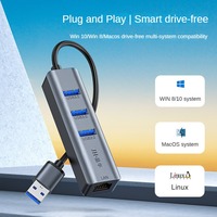 Base de Expansión USB-C con Adaptador Ethernet Tipo C RJ45 5G USB 3.0, Concentrador Convertidor de Tarjeta de Red con Cable de Aleación de Aluminio