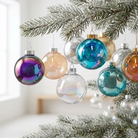 Ornements de Noël personnalisés avec logo en PET, effet verre transparent, décorations de fête pour entreprises