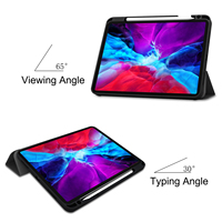 Étui arrière en TPU pour iPad Pro 12,9 pouces 2022 avec emplacement pour stylet, étui intelligent en cuir PU à fonction de mise en veille automatique pour iPad Air 13 pouces