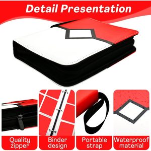 Classeur de cartes pour cartes TCG, 4 pouces, rouge, avec 4 poches, étui de rangement portable pour jeux de cartes à collectionner - Product Image 5