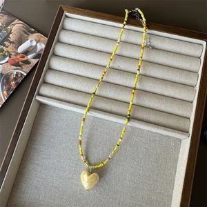 Collar de Cuentas Coloridas para Mujer, Joyería de Verano, Gargantilla con Colgante de Corazón Facetado en Color Caramelo, Regalo de Cumpleaños para Chicas - Product Image 6