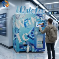 Distributeur d'eau et de glaçons combiné 450 kg avec écran 21,5 pouces et eau purifiée par osmose inverse pour stades sportifs