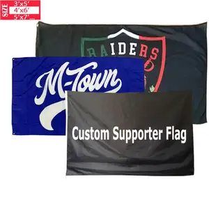 Bendera kustom Logo Digital sublimasi murah luar ruangan dalam ruangan 2X3 bendera Logo perusahaan