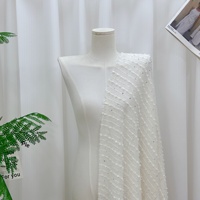 Dentelle en mohair tricotée à sequins, garniture scintillante perlée, tissu en mohair pour accessoires de vêtements DIY, idéal pour robes de soirée et robes de mariée