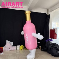 Costume de bouteille rose gonflable de mascotte de décoration de défilé de 2m, costume gonflable de forme de bouteille de vin