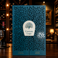Boîte cadeau pour vin personnalisée à double porte magnétique, boîte d'emballage en papier rigide de luxe pour bouteille de vin de 750 ml