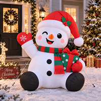 Bonhomme de neige gonflable de Noël de 1,80 m avec cadeau et chapeau de Père Noël mignon, décoration de jardin gonflable pour l'intérieur et l'extérieur, décorations de Noël