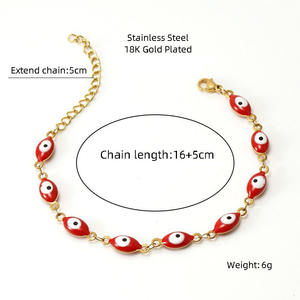 BS2027 Oro Placcato In Acciaio Inox Arcobaleno Smalto di Vetro occhi il male Spirituale del braccialetto A Catena, di Fatima Mano di Hamsa del Braccialetto di Fascino - Product Image 5