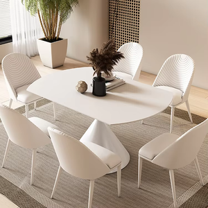 <span class=keywords><strong>Table</strong></span> à manger <span class=keywords><strong>ronde</strong></span> <span class=keywords><strong>extensible</strong></span> moderne en marbre blanc avec plateau rotatif, base en forme de <span class=keywords><strong>tulipe</strong></span>, 6-8 places pour cuisine et salle à manger, luxe - Product Image 3