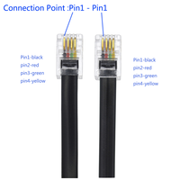 Kabel Telepon Lapangan RJ11/RJ12 Pabrik Asli dengan Konektor 6P4C 6P6C 4P4C 4P2C