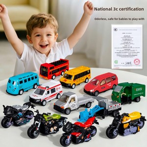 Voitures miniatures en métal pour garçons : <span class=keywords><strong>Bus</strong></span>, ambulance, camion de livraison ; Voitures à rétrofriction pour enfants, échelle 1:64, vente en gros usine - Product Image 4