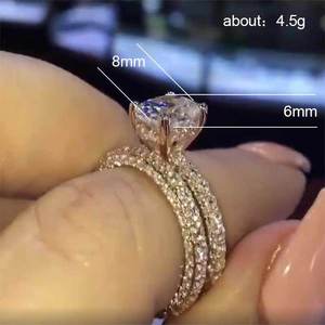 Women's <b>Rose</b> <b>Gold</b> Oval Four Prong Copper Romantic Engagement Style Couple Ring <b>Set</b> - Product Image 5
