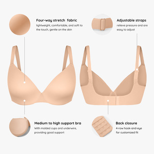 Reggiseno Demi Push-Up Senza Cuciture <span class=keywords><strong>con</strong></span> <span class=keywords><strong>Ferretto</strong></span>, Traspirante, in Maglia, per Uso Quotidiano, <span class=keywords><strong>con</strong></span> Spalline Regolabili - Vendita all'Ingrosso - Product Image 4