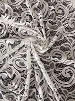 Kain Lace Bunga Desain Poliester Putih, Tulle Ringan Lembut, Bernapas, Tahan Air, Untuk Pernikahan, Ready Stock