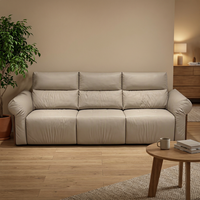 Ensemble de canapés sectionnels modernes en cuir, inclinables et extensibles, avec assise convertible et rembourrage capitonné en éponge, pour appartements et hôtels