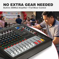 Console de mixage audio professionnelle DJ 350W 8 canaux avec 16 effets DSP Interface USB pour utilisation sur scène