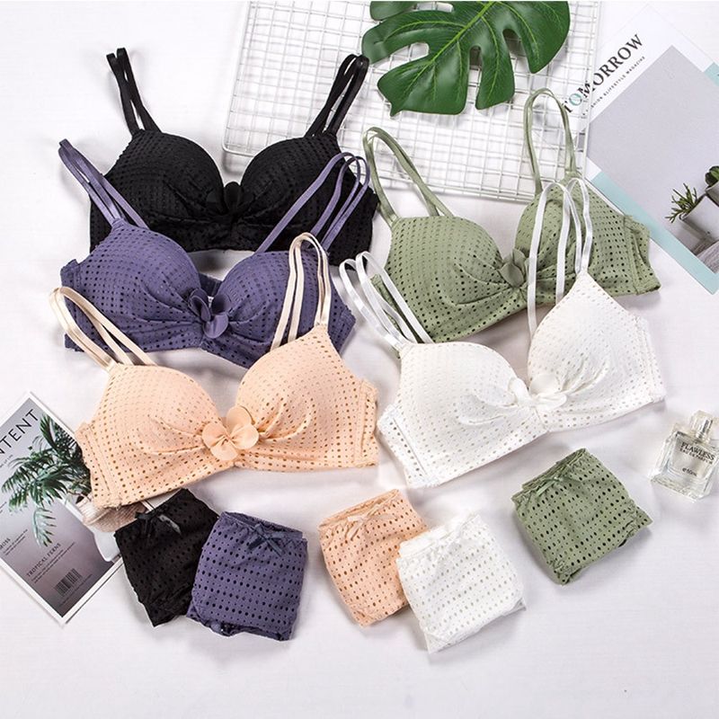Wholesale Factory Oem Flower Fashion Sexy Underwear Bra and Panty Set Female Girls Gather Bra Set