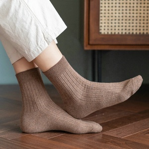 Wholesale Fashionable Plain Black White Brown <strong>Ribbed</strong> Dress <strong>Socks</strong> <strong>Men</strong> 100 Organic Cotton Crew <strong>Socks</strong> - Product Image 2