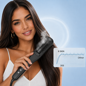Hot Sale Steam Mist Care Hair Straightener Ceramic Rapid <b>Heating</b> Flat Iron <b>Curler</b> Volumizer Multi Hair Straightener <b>Brush</b> - Product Image 1