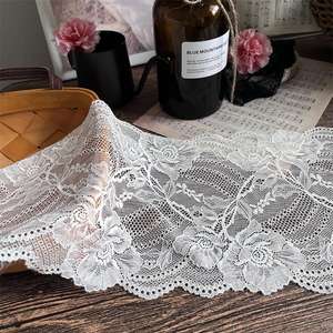 Encaje elástico Jacquard <span class=keywords><strong>de</strong></span> LICRA <span class=keywords><strong>de</strong></span> nailon, tela <span class=keywords><strong>de</strong></span> encaje ancho, colores blanco y negro, ajuste elástico, encaje nupcial <span class=keywords><strong>de</strong></span> moda - Product Image 5