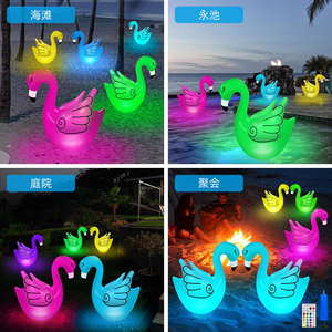 Inflatable Swan Led Light Color Changing Waterproof Outdoor Yard Decoration Solar Powered Garden Pool Party Decor - Product Image 3