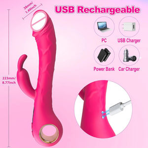 Секс-продукт 2 в 1: ручной вибратор-кролик с функцией лизания, дилдо для стимуляции точки G и клитора, двойная вибрация, стимулирующий женский мастурбатор - Product Image 5