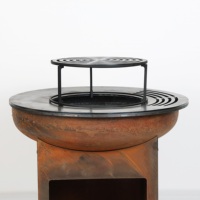 Barbecue d'extérieur en acier rouillé avec brasero et plancha, structure KD, pour jardin, vente en gros usine